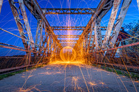 Light Painting with Wire Wool on Railway Bridge