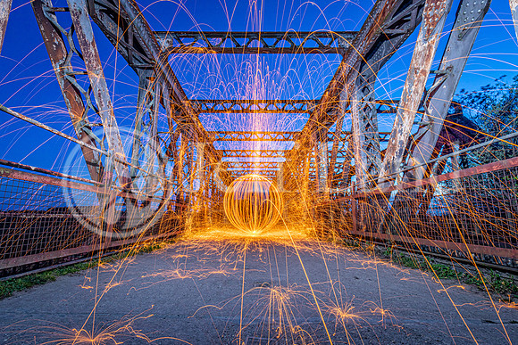 Light Painting with Wire Wool on Railway Bridge