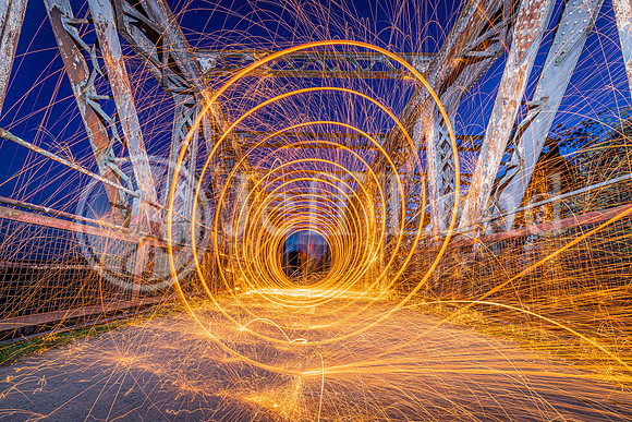 Wire Wool Light Painting on Railway Bridge